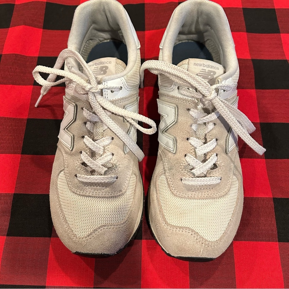 New Balance Women's Beige and White Athletic Sneakers
